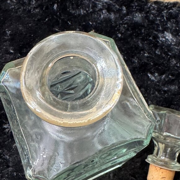 Vintage Walker Bourbon Glass Decanter Starburst Design Cork Stopper - Picture 5 of 7